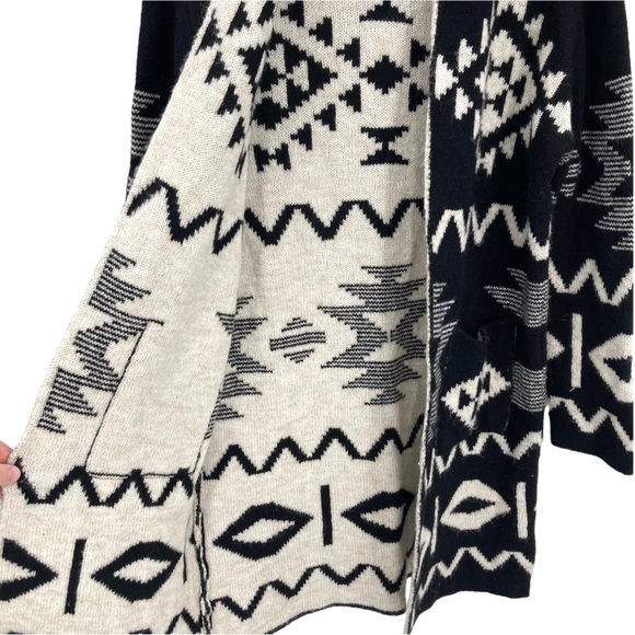 Toda Bela Aztec Tribal Print Wool Blend Duster Cardigan Open Front Sweater Boho - Picture 7 of 9